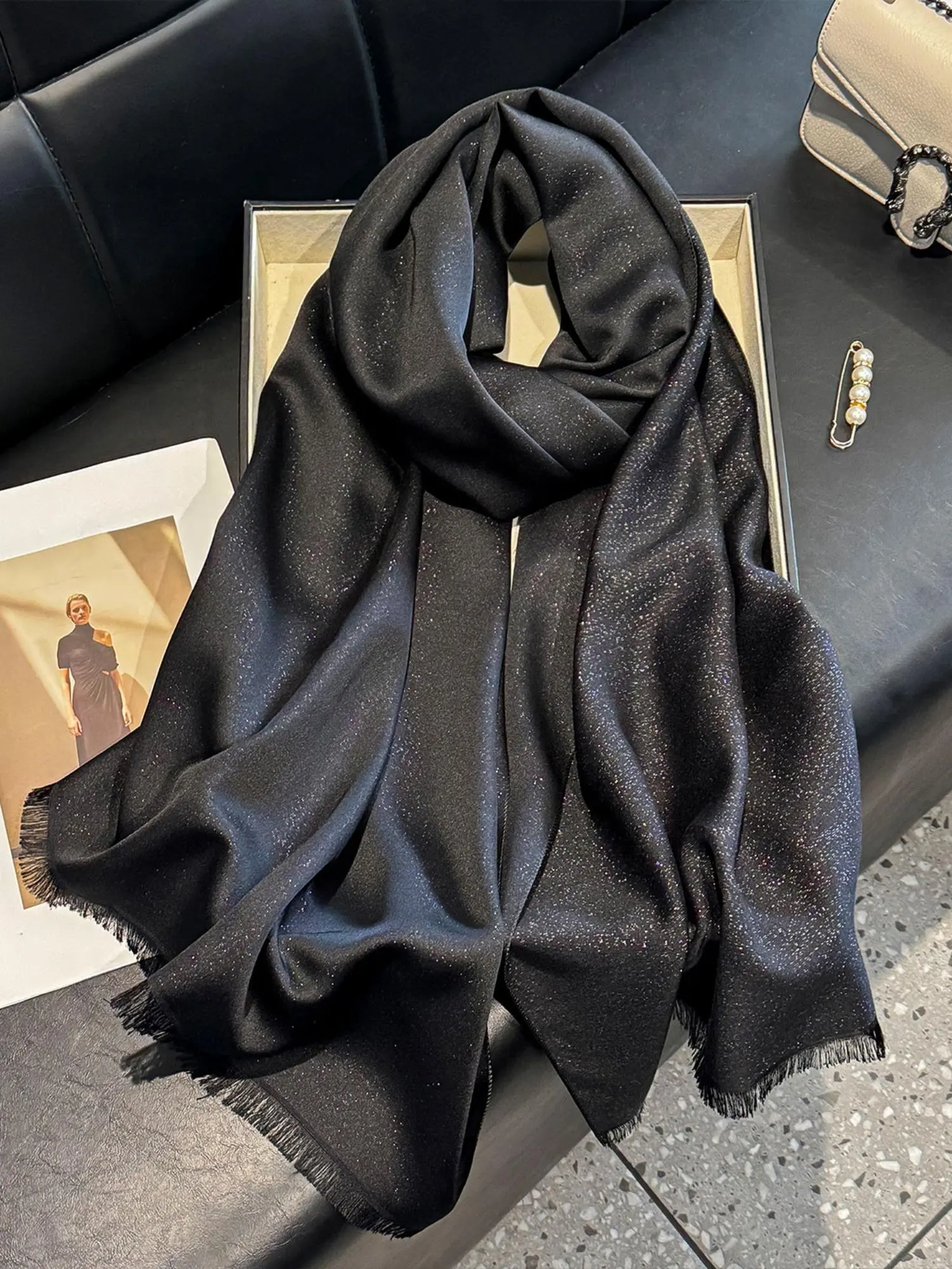Women's Solid Color Scarf Wrap, Fashionable Soft Comfortable Shawl for Casual Daily Wear, Trendy All-match & Exquisite Scarf for Birthday Gift, Head Scarf