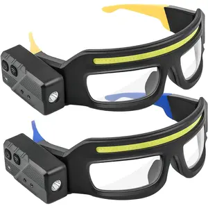 LED glasses rechargeable headlight glasses with motion sensor and touch control, hands-free lighting glasses,5 modes USB C lighted glasses for camping,running , fishing, cycling, hiking