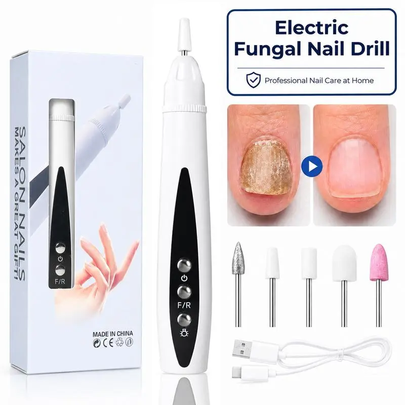 Rechargeable Nail Drill, Cordless Electric File for Fungus Nail Care | Thick Nail Maintenance, Smooth Nail Shaping & Buffing, Precise Cuticle Care, Gentle Daily Nail Grooming,