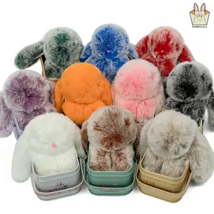 【Buy 3 Pay for 2】BunnyLulu Handmade Fluffy Bunny Plush Keychain, 5.8in Bag Key Accessory, Purse Charm with Designer Tin & Certificate, Thoughtful Gift for Teen Girls, Women & Girlfriends