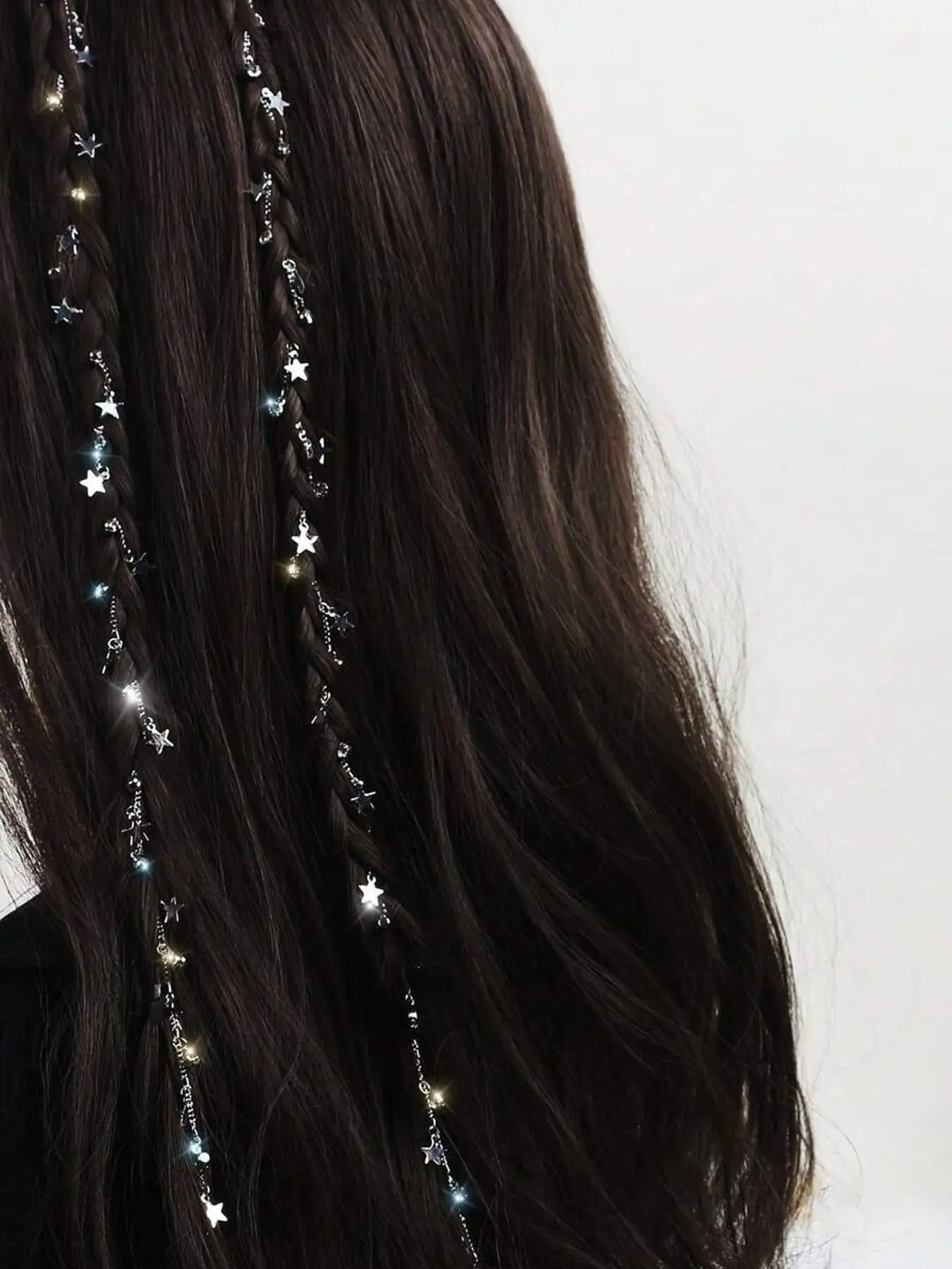 2pcs Women Star Rhinestone Braided Hair Chain, Ladies Hair Jewelry Tassel Chain Hairpin Accessories Hair Clips Hair Claws Hair Slide Hair Barrettes, School Stuff, Looks Of Party, Hair Accessories, Head Accessories
