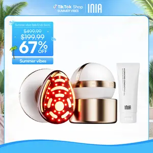 INIA SPHERA At-Home RF & LED Anti-Aging Facial Device – Lift, Tighten & Sculpt with EMS Microcurrent, Red Light Therapy, Electroporation & Cryo Cooling for Firm, Glowing Skin, Mother's Day Special Gift