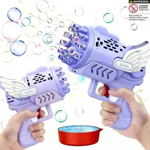 Children's Outdoor Party 23-Hole Angel Electric Rocket Bubble Gun, Bubble Machine Toy, Handheld Bubble Maker, Includes 1 bottle of 50ml bubble solution, Perfect for birthday parties and outdoor activities, (Requires 3 x 1.5V AA batter