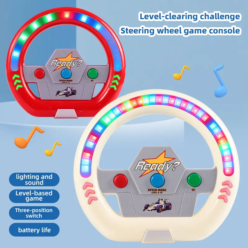 Battle Steering Wheel Game-Handheld Racing Steering Wheel Reaction Toy for Kids - Portable Hand Game with Colorful Lights, Sound Effects, Reaction Challenge Features