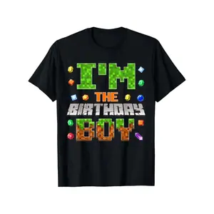 🕹️ 👾 Pixelated Video Game Birthday Boy Graphic Tee With Colorful Gemstone Design For Gamers And Gift Giving