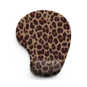 Leopard-Print Mouse Pad with Wrist Rest, Soft Anti-slip Mouse Pad, Ergonomic Wrist Rest Support, Perfect for Computer Desks & Office Supplies
