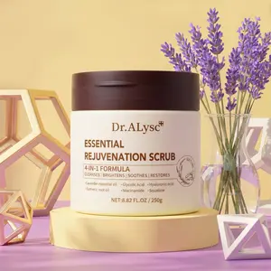 DR.ALYSC Turmeric Exfoliating Body Scrub & Face Exfoliator 250g, Gentle 4-in-1 Rejuvenation Scrub with Niacinamide, Squalane & Glycolic Acid for Face, Underarms, Legs Area, Ideal for Daily Shower Care