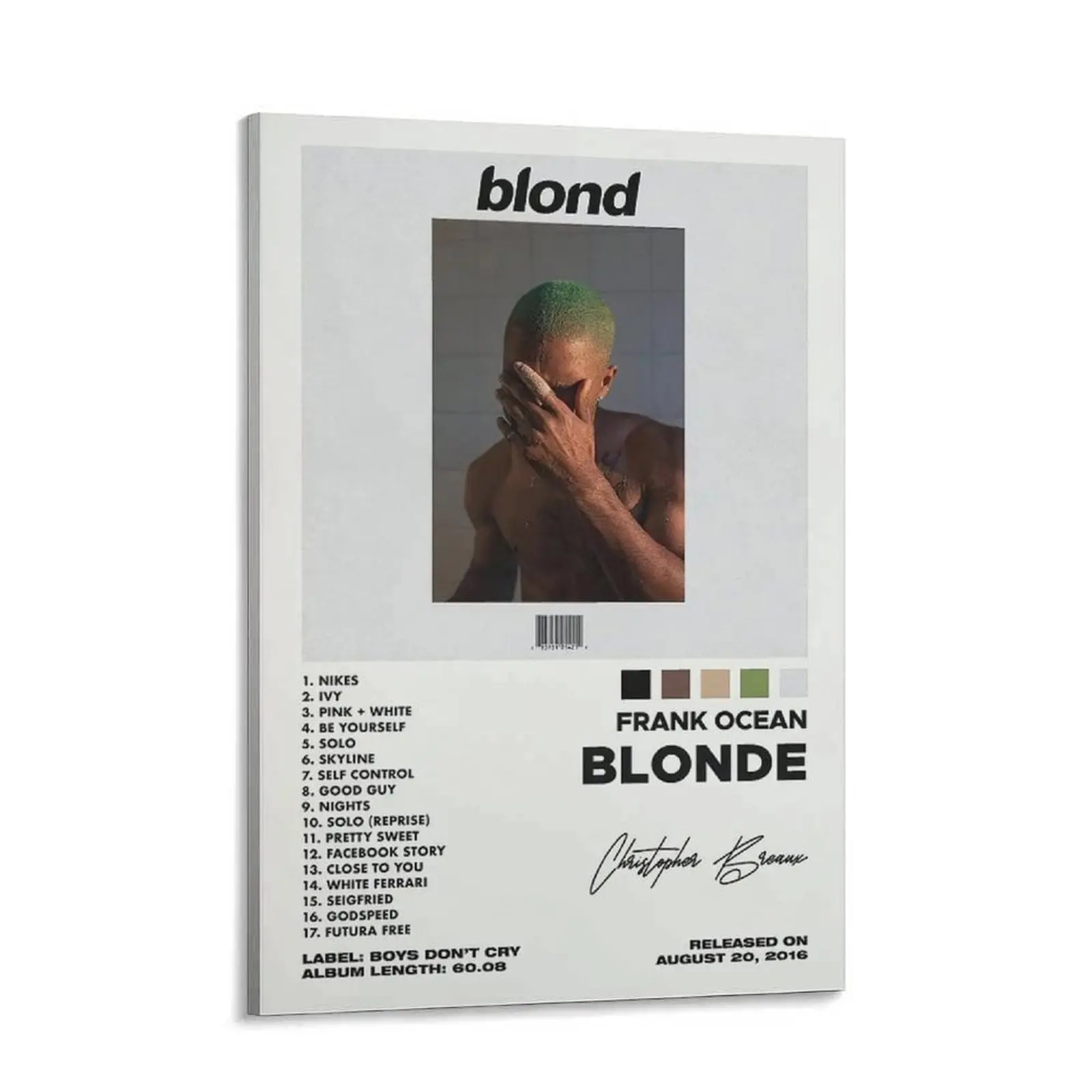 Hip Hop Art Print - Blonde Frank Ocean Custom Album Cover Poster, Room Decoration Gift for Music Lovers (Released 8/20/2016), Print Design, Artistic, Picture Image Prints, Creative Design Print