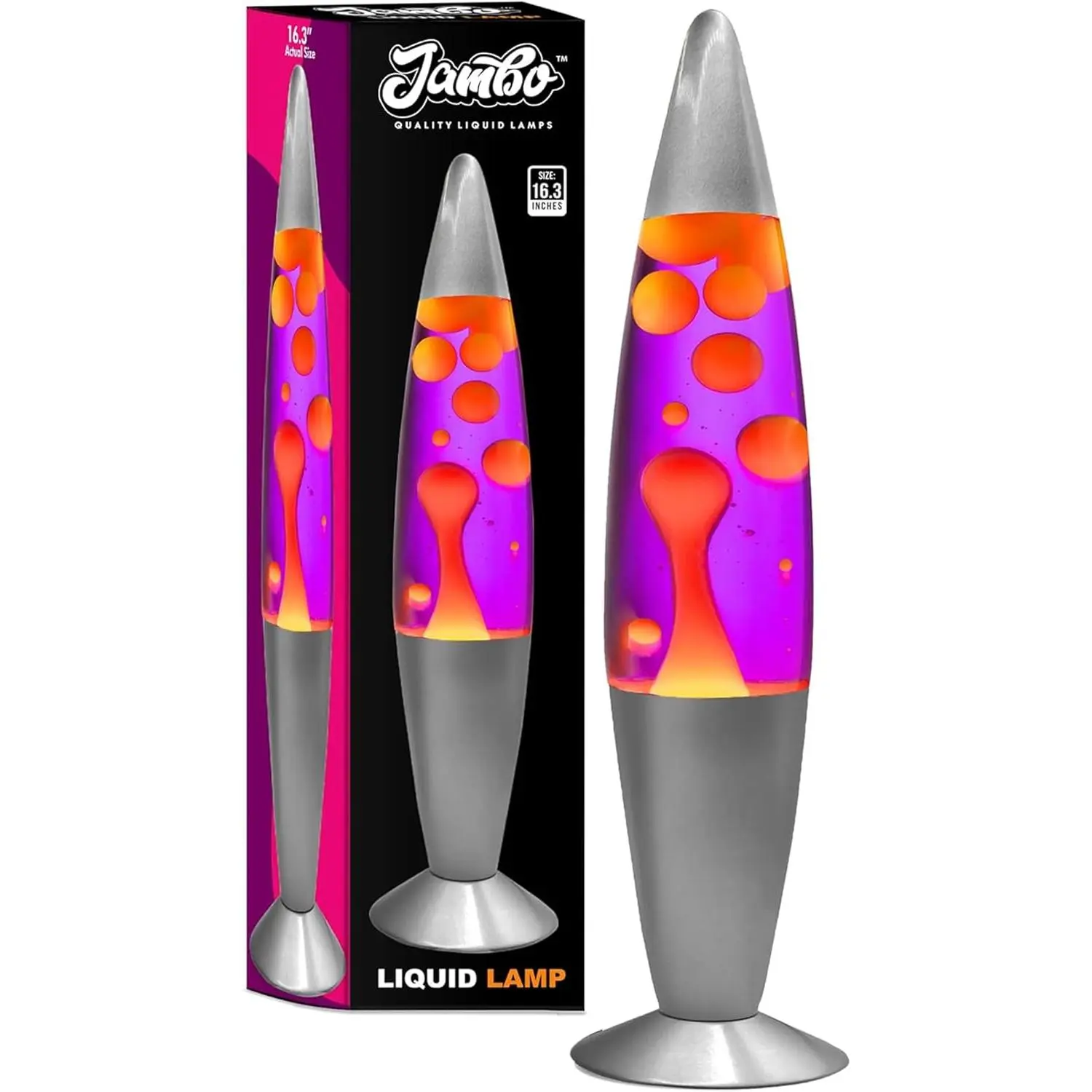 JAMBO 16" Liquid Motion Lamp – Purple with Yellow/Orange Wax – Relaxing Magma Night Light for Bedroom, Living Room & Office – Decorative Lamp for Adults, Teens & Kids