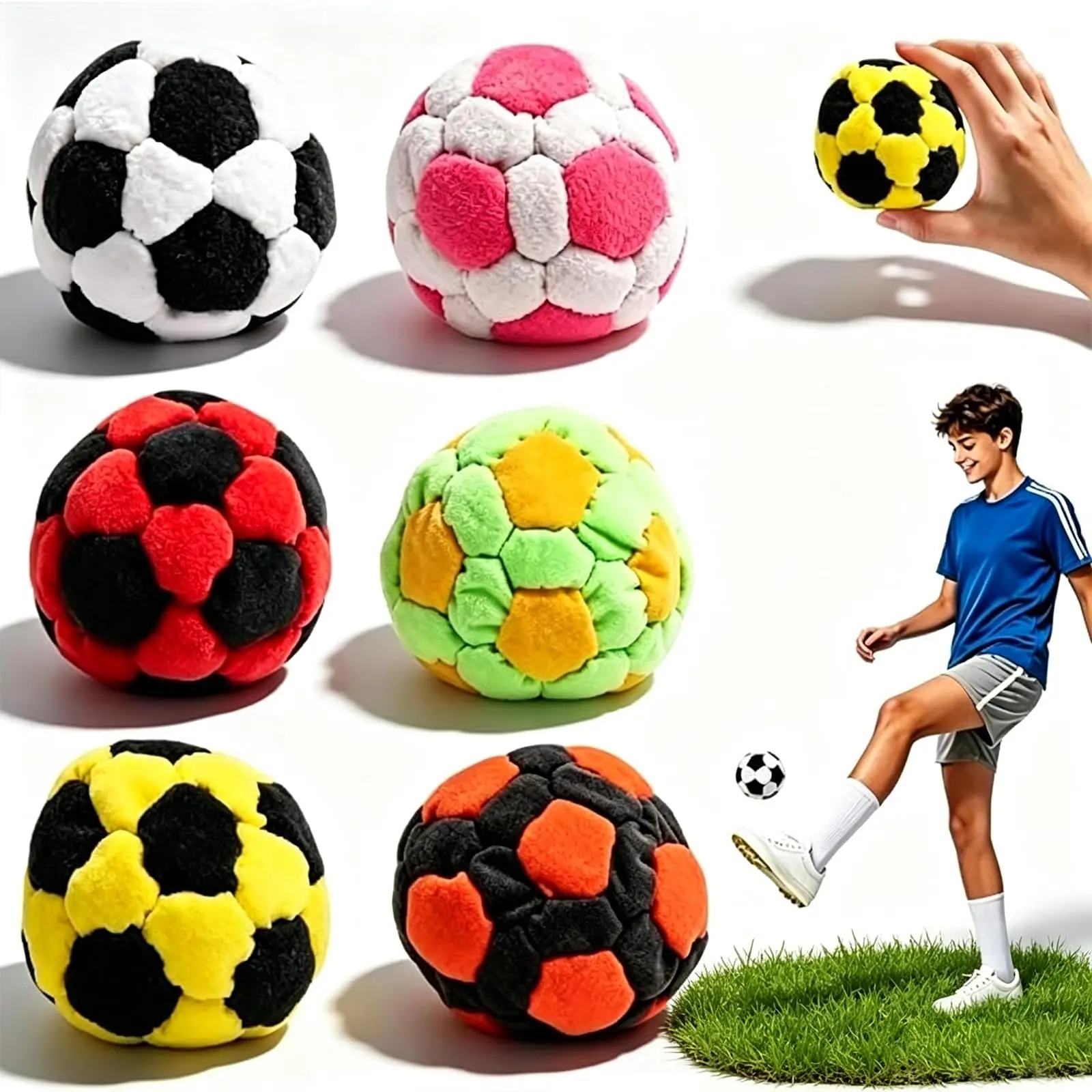 Durable Handmade Footbag Set, Soft Fabric Kick Sacks for Beginners, Friends & Family - Portable for Indoor Juggling, Learning & Outdoor Games, Compact, Body Flexibility, Foot Control