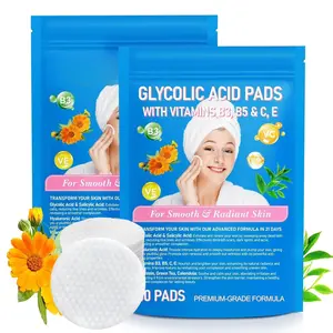 Glycolic Acid Resurfacing Pads, Exfoliating Pads with Vitamins B5, C, E, Reduce Wrinkles & Fine Lines