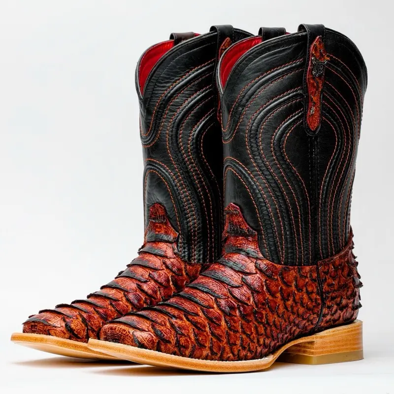 Cognac Jumbo Leather Boots - Square Toe