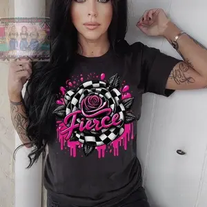 FIERCE checkered rose graphic tee