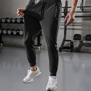 Men's Breathable Quick-Dry Ice Silk Fiber Sports Pants - Stretch Drawstring Waistband with Pockets, Moisture-Wicking Lightweight Running & Workout Pants Suitable for Outdoor Activities, Hiking, & Gym Wear - Available in Multiple Colors