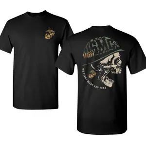 USMC Skull Helmet Shirt, Marine Corps Skull Graphic Tee, Military Vintage Skull Design Shirt, Soft Cotton Blend Tactical Tee, USMC Lifestyle Apparel, Gift for Marines, Veterans, Military Supporters