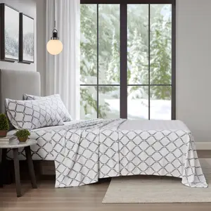 True North by Sleep Philosophy TN20-0528 66 x 96 x 0.13 in. Micro Fleece Sheet Set, Grey Geo - Twin Size