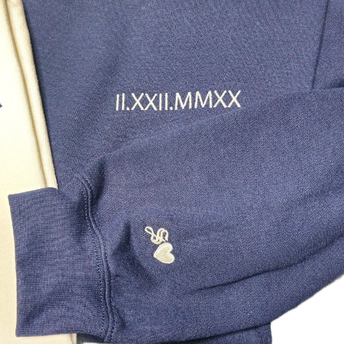 embroidered Roman Numeral matching couple sweaters Crew Neck