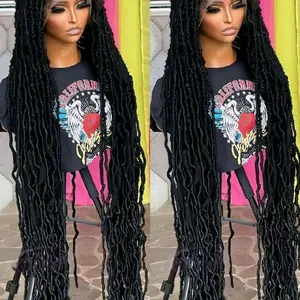 Super Long Synthetic Full Lace Front Wigs For Women Butterfly Senegalese Twist Braided Wigs Braid Lace Wig With Plaits
