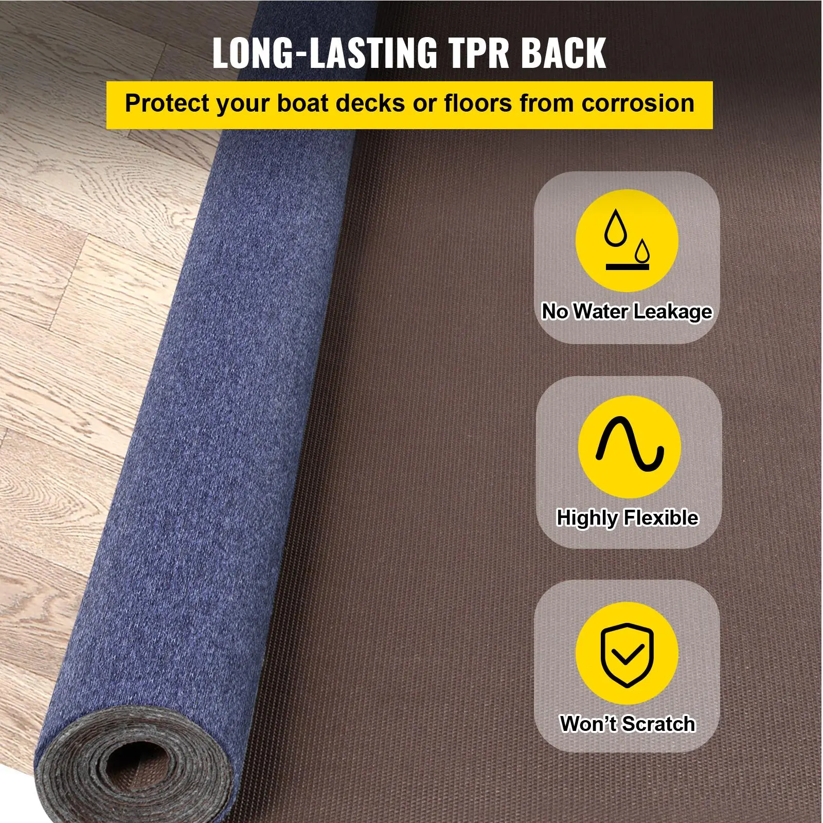 【summerfinds】VEVOR Deep Blue Marine Carpet 6 ft x 29.5 ft Marine Carpeting Marine Grade Carpet for Boats with Waterproof Back Outdoor Rug for Patio Porch Deck Garage Outdoor Area Rug Runner Non-Slide Porch Rug