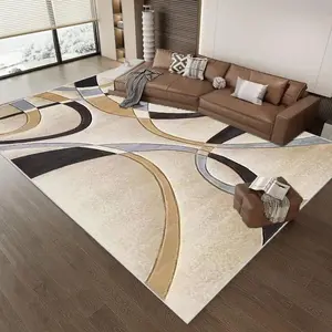 Modern Abstract Curved Line Pattern Decorative Area Rug, Non-slip Soft Floor Mat, Rectangle Carpet for Home Living Room Bedroom Decor, Home Decor Rugs for Living Room