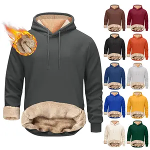 Autumn Winter New Fleece-Lined Hooded Sweatshirt European and American Casual Pullover Hoodie Men's Top