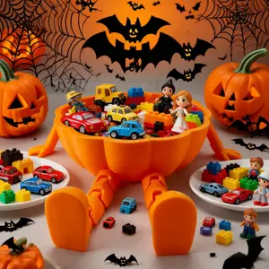 1 Halloween Pumpkin Candy Dish Durable Plastic Pumpkin Candy Bowl Perfect as a Centerpiece for Halloween Party Decorations, Party Event Props, Not Food Safe Suitable for Holding Candies or Home Decor Perfect for Halloween Table Settings