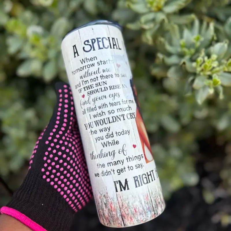 Loving Memories Custom Tumbler Cup with Inspirational Quote and Heart Design, Ideal for Drinkware - Bottle