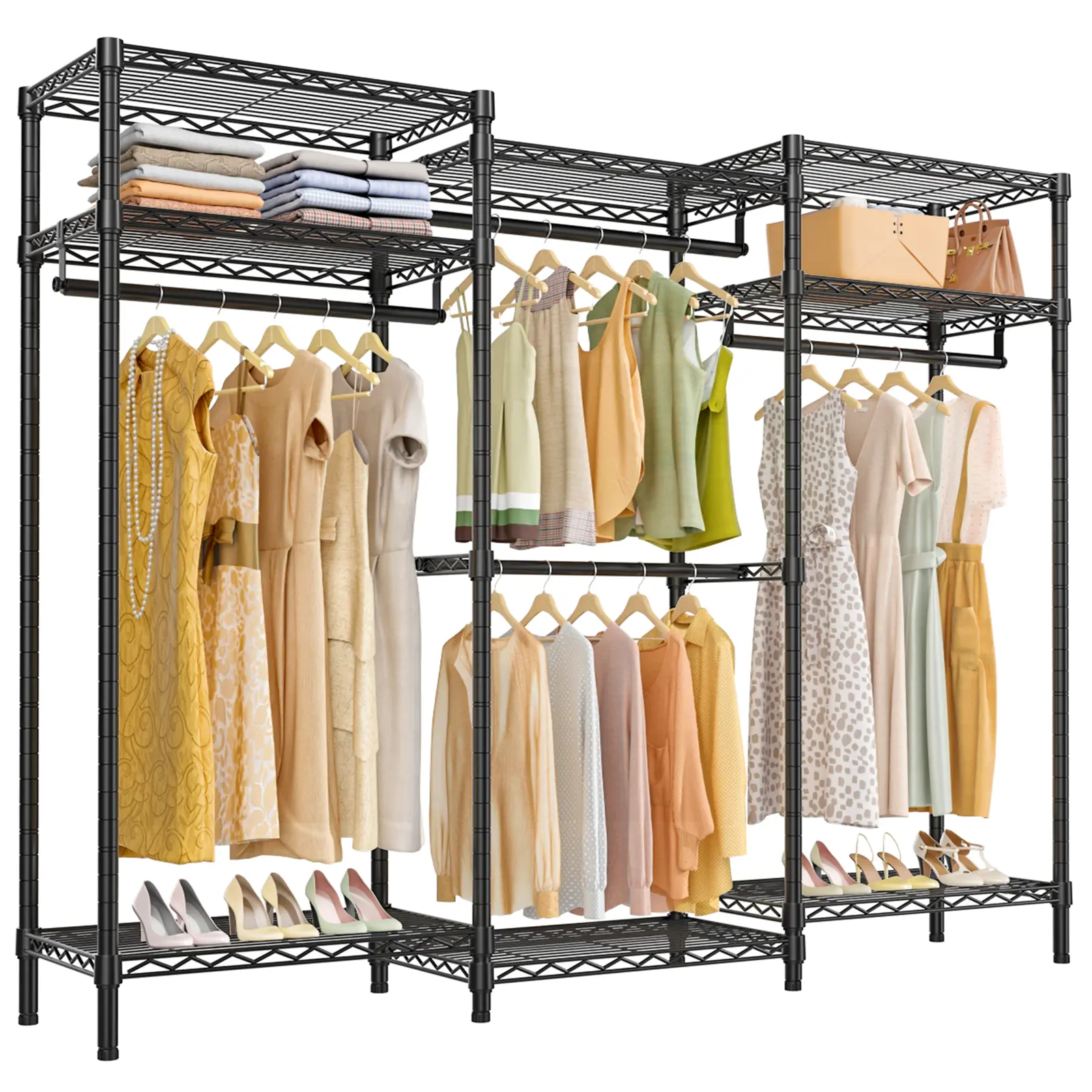 VIPEK V5i Portable Closet Organizer Heavy Duty Freestanding Wardrobe Rack with 8 Adjustable Shelves & 4 Hanging Rods, Portable Wardrobe for Hanging Clothes Hangable