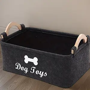 Durable Felt Pet Toy Storage Box, 1 Count Collapsible Lightweight Dog Toy Basket with Handles, Home Organizer for Living Room Bedroom, Home Supplies