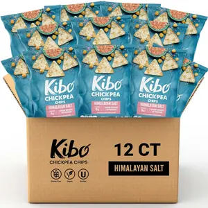 Kibo Chickpea Chips Himalayan Salt  GlutenFree, PlantBased, High ProteinFiber NonGMO, Vegan, Made with Real Veggies  1 oz, 12