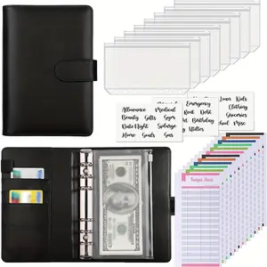 6-Color faux leather A6 budget planning binder, zipped cash envelope and expense budget sheet, money saving budget book, cash filling organizer for budgeting, Planner Notebook, Monthly Budget Planner, Savings Challenge Planner, Finance Checklist Organizer