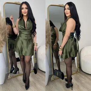 Sassy Satin Dress (Olive Green)