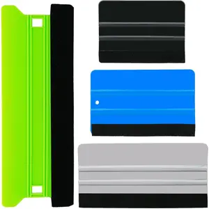 4 count Plastic  Set, 8IN/6IN/5IN/4IN, Window Tint  Vinyl Wrap  with Felt Edge, Wallpaper Tools Decal Applicator Vinyl Scraper,  Smoothing/Cleaning Solutions