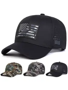 Unisex American Flag Baseball Cap, Camouflage Snapback Hat, Adjustable Sun Protection Hat, Casual Woven Fitted Design for Spring & Fall Outdoor Activities