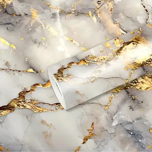 Self-Adhesive Waterproof Marble Effect Wallpaper Roll, Marble Pattern Wallpaper, Easy Clean & Cut, Ideal for Kitchen Bathroom Living Room Dorm Decoration