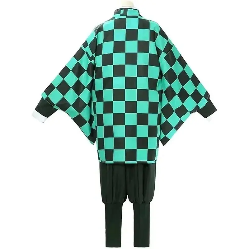 Adult Tanjirou Kamado Demon Slayer Cosplay Clothes Full Set - Polyester Kimetsu No Yaiba Uniform with Haori & Wig, Includes Full Set for Halloween (Toys & Hobbies DIY Specialty Supplies), Cosplay Costume