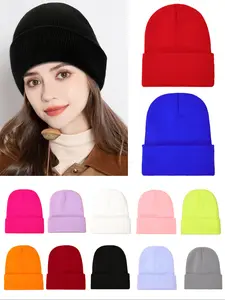 Unisex Solid Color Beanie Hat Set, Soft & Warm Knit Cap for Men & Women, Ideal for Outdoor Activities, Daily Wear Essentials, Beanie Sets