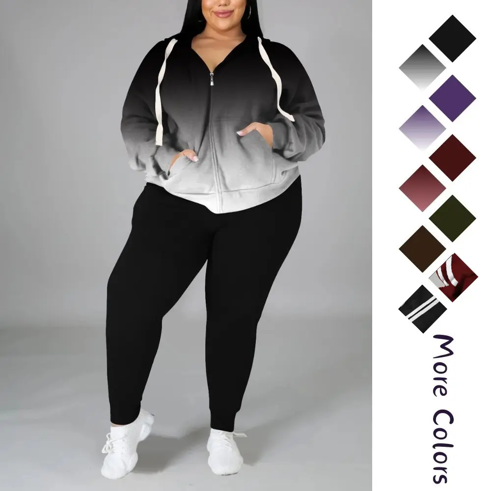 Women's Plus Size Two Piece Outfits Sweatsuits Sets Long Sleeve Loungewear Tracksuit Sets