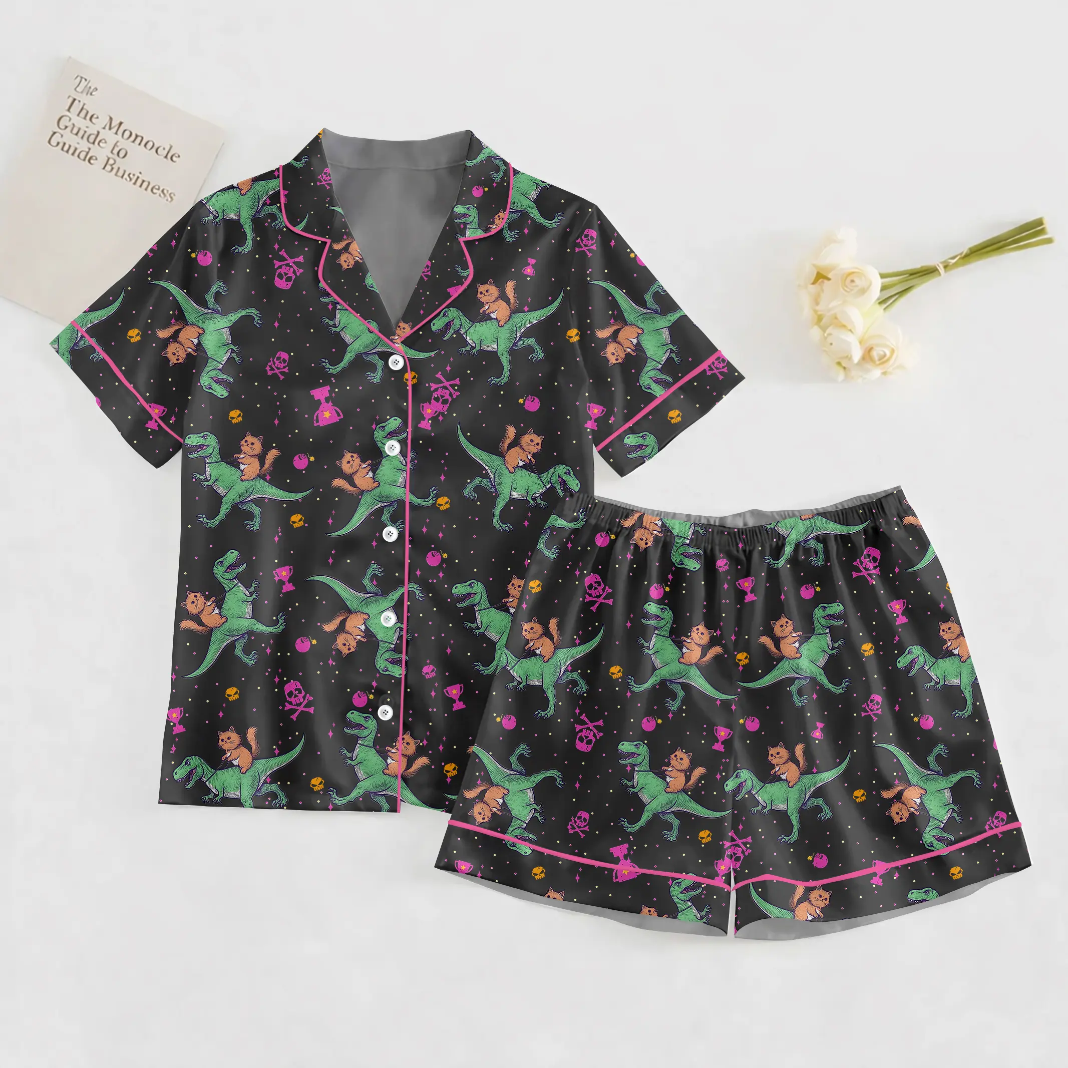 Dungeon Crawler Carl Pajama Set, Princess Donut & Mongo, Cozy Satin Sleepwear
