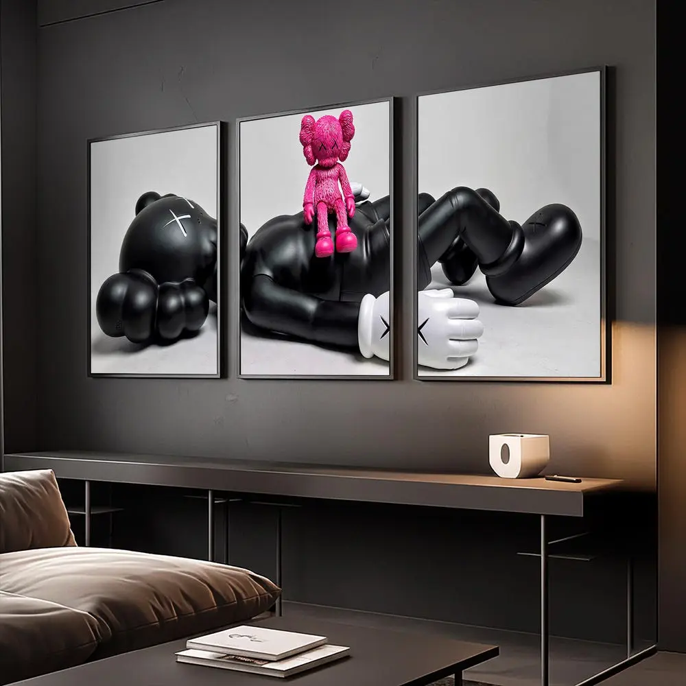 Set of 3 KAWS Wall Art Prints, Digital Download, HYPEBEAST Decor, Kaws Poster, Kaws Decor, Kaws Figure, Hypebeast Toys, Masculine Wall Art