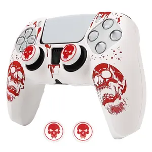 For PS5 Controller Silicone Cover, Soft Skin Case with Laser Engraving & 2 Thumb Grips, Anti-Slip Shockproof Dustproof Covers, Accessories, Electronic Gadgets