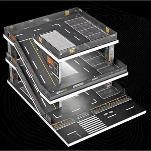 Diorama 1/64 Scale Car Garage Model LED Lighting City Multi-Story Ramp Car Parking Lot Scene Model Collection Gift Toy Diecast Scale Display