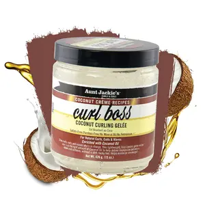 Aunt Jackie's Curl Boss Coconut Curling Gelée, 15 oz Lightweight Unisex Haircare Styling Gel, Frizz Control for Curly Hair