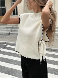 Women's Mock Neck Basic Minimalist Sleeveless Sweater Vest, Casual Jumper Vest for All Seasons, Fashion Ladies' Knit Clothing for Daily Wear, Womenswear Tops