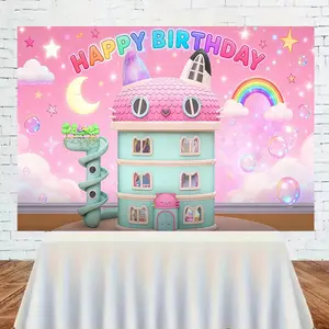 Cartoon Anime Bing Bunny Happy Birthday Banner, Backdrop Party Photography Background, Wall Art, Outdoor Home Decor, Party Supplies