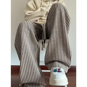 Fashionable striped pants, autumn and winter men's fashionable American striped woven casual straight leg pantsRAIMENTRY