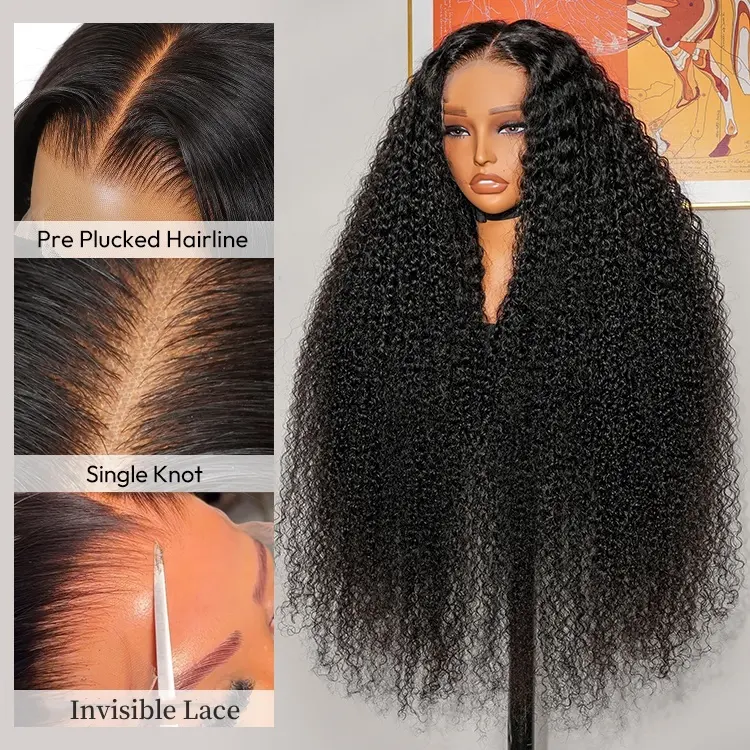 [West Kiss] Glueless Ready Go Human Hair Curly 5x5 Closure Wigs Glueless Pre Cut Pre Bleached Wig For Women