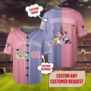 Personalized Minnie And Daisy Baseball Jersey, Custom Mickeey and Friends Jersey, Magic Kingdom Baseball Team Outfit (note name in oder)