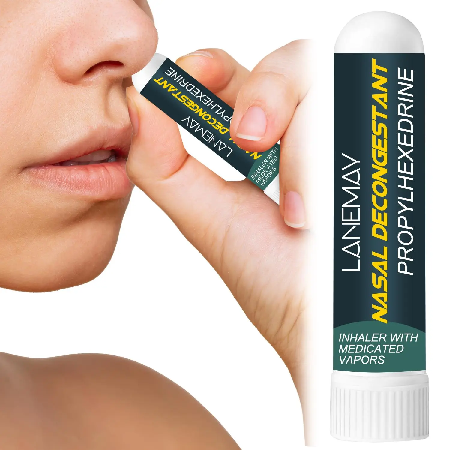 Nasal Decongestant for Rapid Relief of Stuffy Nose and Sinus Pressure, Portable Medication Vapor Inhaler for Adults