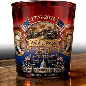 Limited Edition 250th Anniversary American Independence Day Whiskey Handmade Smooth Hand Blown Glass Bottle, Display for Whiskey Bourbon Liquor, Patriotic Gift